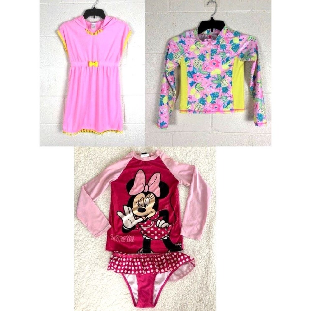 Girls Pink Swimwear Bundle Nicole Miller Betsey Johnson Disney Minnie Sz 8-10